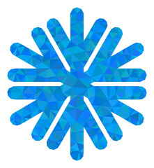Low-poly snowflake combined of chaotic filled triangles. Triangle snowflake polygonal icon illustration. Snowflake icon is filled with triangles.