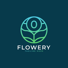 Flower Number 0 Logo Design Template Element. Eps10 Vector