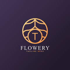 Flower Initial Letter T Logo Design Template Element. Eps10 Vector