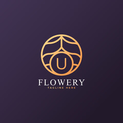 Flower Initial Letter U Logo Design Template Element. Eps10 Vector