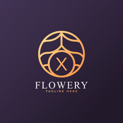 Fototapeta premium Flower Initial Letter X Logo Design Template Element. Eps10 Vector