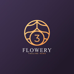 Flower Number 3 Logo Design Template Element. Eps10 Vector