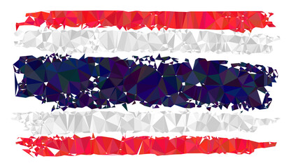 Low-poly Thailand flag constructed with chaotic filled triangles. Triangle Thailand flag polygonal icon illustration. Thailand Flag icon is filled with triangles.