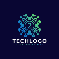 Technology Number 2 Logo Design Template Element.
