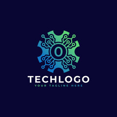 Technology Number 0 Logo Design Template Element.
