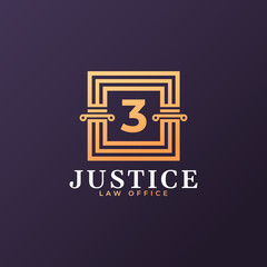 Law Firm Number 3 Logo Design Template Element