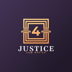 Law Firm Number 4 Logo Design Template Element