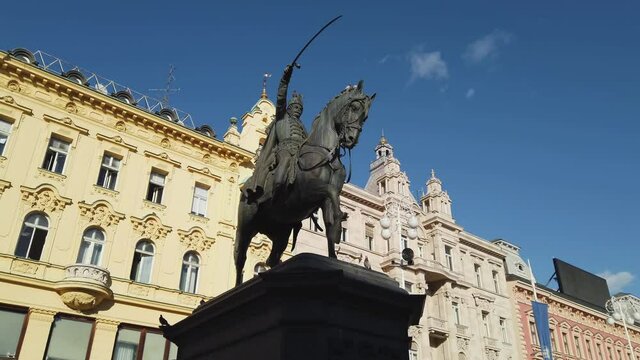 Monument of Ban Jelacic Square in center of Zagreb, Croatia