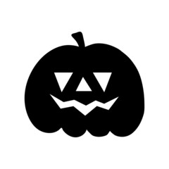 Halloween pumpkin flat clipart, vector stock illustration. Hand drawn black silhouete for decor