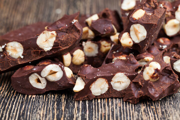 bitter chocolate with hazelnuts, homemade