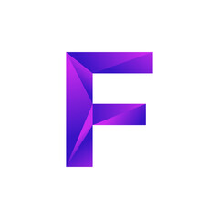 Initial Letter F Low Poly Overlay Logo Design Template. Vector EPS 10