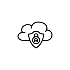 cloud security lock icon vector