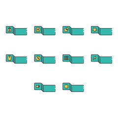 Cartoon Label Sticker Icon Set