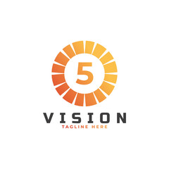 vision Number 5 Logo Design Template Element