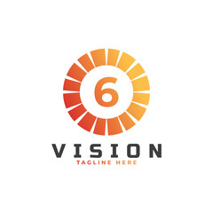 vision Number 6 Logo Design Template Element