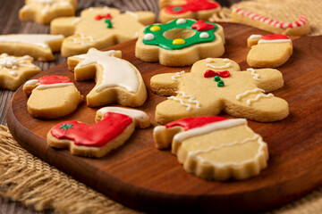 Various Christmas homemade gingerbread cookies.