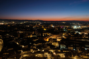 Aerial view of the city of Granada. Photo taken at night