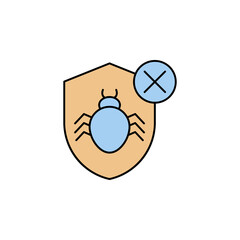 Bug protected shield icon vector