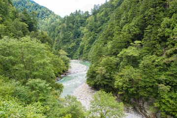 Fototapeta na wymiar 欅平駅から見た黒部川