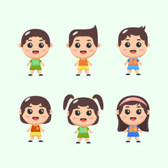 set of cute cartoon people character