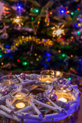 Fototapeta na wymiar modern advent wreath with christmas tree