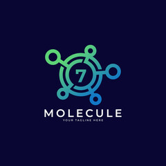 Medical Logo. Number 7 Molecule Logo Design Template Element.