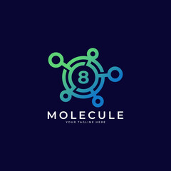 Medical Logo. Number 8 Molecule Logo Design Template Element.