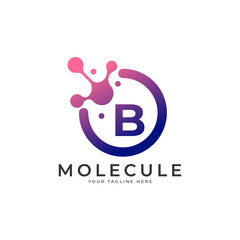 Medical Logo. Initial Letter B Molecule Logo Design Template Element.