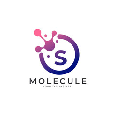 Medical Logo. Initial Letter S Molecule Logo Design Template Element.