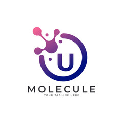 Medical Logo. Initial Letter U Molecule Logo Design Template Element.