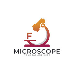 Laboratory Logo. Initial Letter F Microscope Logo Design Template Element.