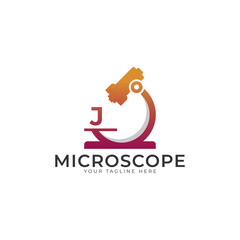 Laboratory Logo. Initial Letter J Microscope Logo Design Template Element.