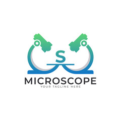 Laboratory Logo. Initial Letter S Microscope Logo Design Template Element.