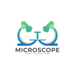 Laboratory Logo. Initial Letter T Microscope Logo Design Template Element.