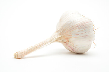 Ripe garlic on white background