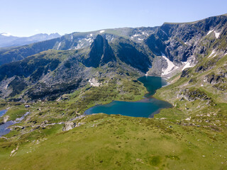 Aerial view of The Seven Rila Lakes, Rila Mountain, Bulgaria