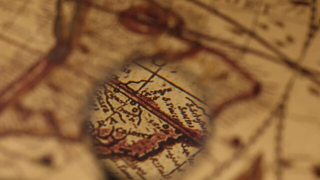 Close up of an old vintage map with map markings and directions
