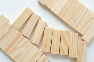 close up of rectangular wooden tiles on white