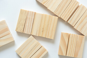 wooden tiles on white