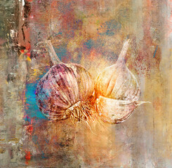 Modern art Illustration abstract effects garlic