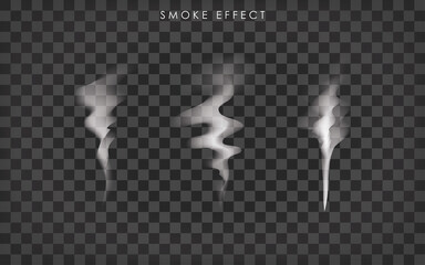 White Fog, Steam, Mist or Smoke Set on Dark Background. Vector illustration