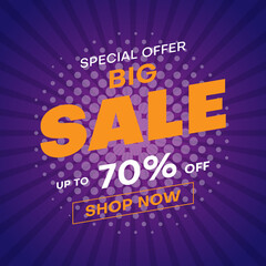 Fototapeta na wymiar sale banner special offer with purple background