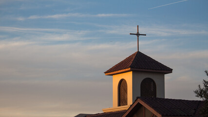 Church sunset cross buildings