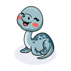 Cute little elasmosaurus dinosaur cartoon