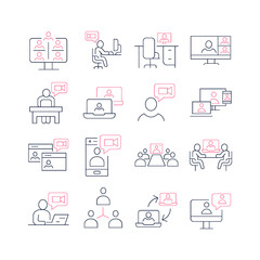 Video Conference Icons set. Video Conference  pack symbol vector elements for infographic web