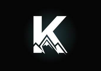 Fototapeta premium Initial K monogram alphabet with the mountain peak. Mountain Logo sign symbol. Font emblem. Modern vector logo for the business, and company identity