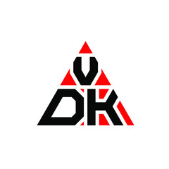 VDK triangle letter logo design with triangle shape. VDK triangle logo design monogram. VDK triangle vector logo template with red color. VDK triangular logo Simple, Elegant, and Luxurious Logo. VDK 