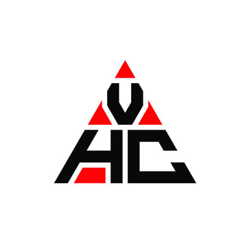 VHC triangle letter logo design with triangle shape. VHC triangle logo design monogram. VHC triangle vector logo template with red color. VHC triangular logo Simple, Elegant, and Luxurious Logo. VHC 