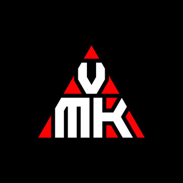VMK triangle letter logo design with triangle shape. VMK triangle logo design monogram. VMK triangle vector logo template with red color. VMK triangular logo Simple, Elegant, and Luxurious Logo. VMK 