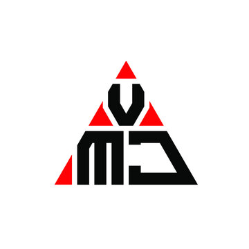 VMJ triangle letter logo design with triangle shape. VMJ triangle logo design monogram. VMJ triangle vector logo template with red color. VMJ triangular logo Simple, Elegant, and Luxurious Logo. VMJ 